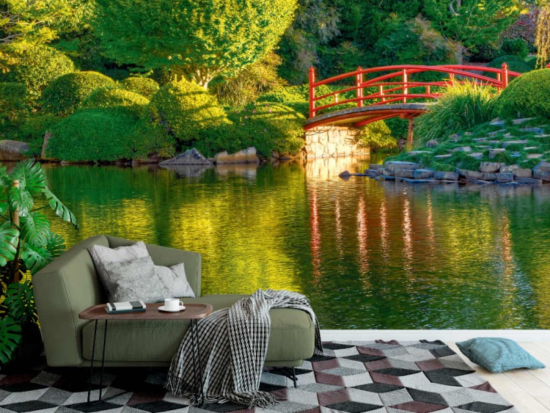 Fototapet bro i den japanska trädgården (11019387)