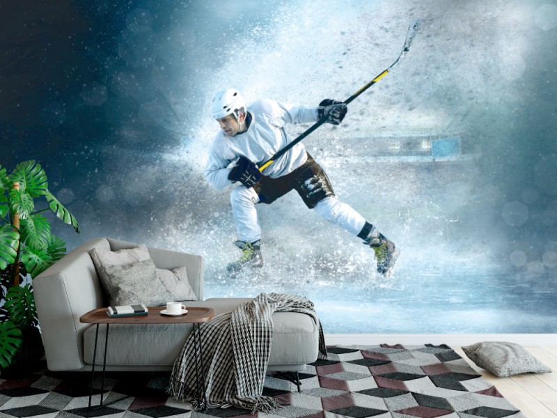 Fototapet Ishockeyspelare i dynamisk handling (115657188)