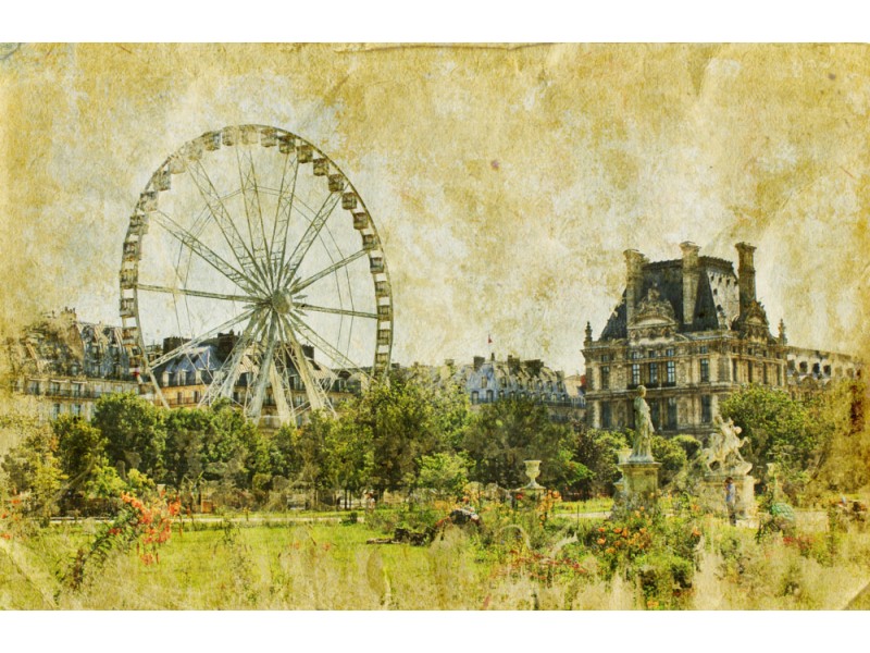 Fototapet Paris landmärken i retrostil