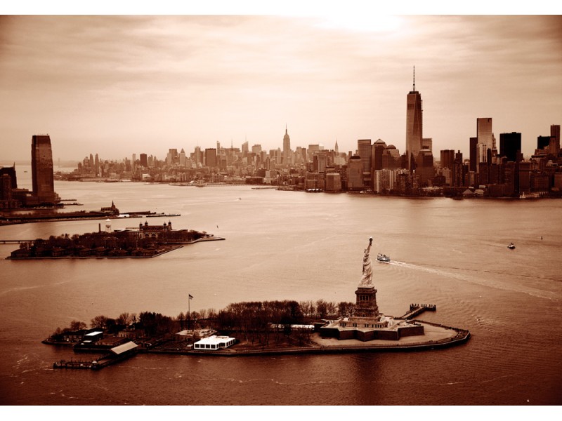 Fototapet New York City och Manhattans flyg vy