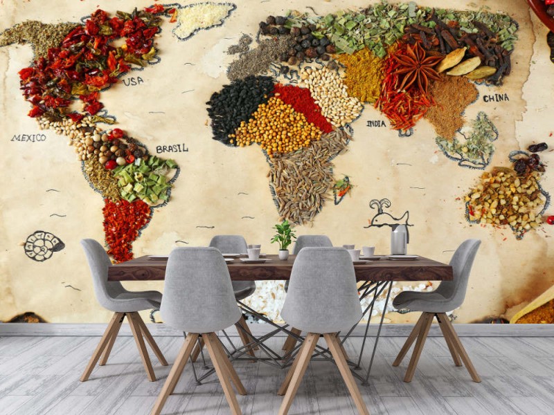 Fototapet World Map Of Spices