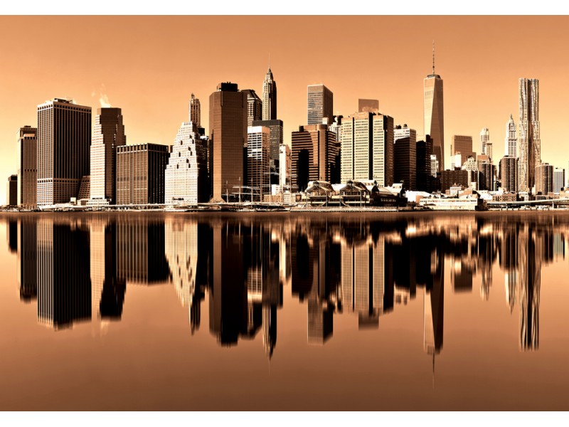 Fototapet Manhattans med skyskrapor över East River