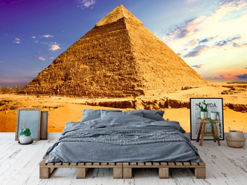 Fototapet landskap med pyramid